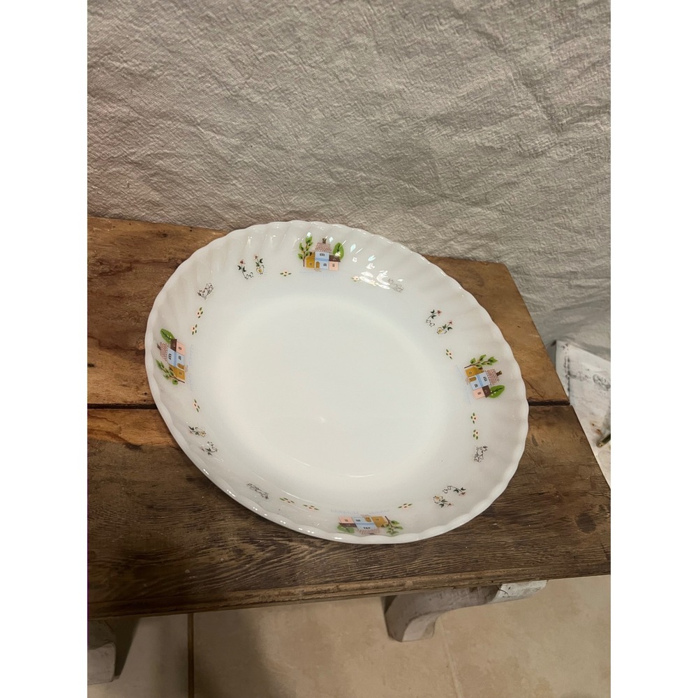 Heartland Serving Platter White Milk Glads Deep Dish